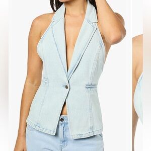 WeWoreWhat NWTLight Blue Denim Vest